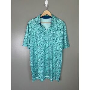 Southern Tide tropical leaf print golf polo medium resortwear preppy travel